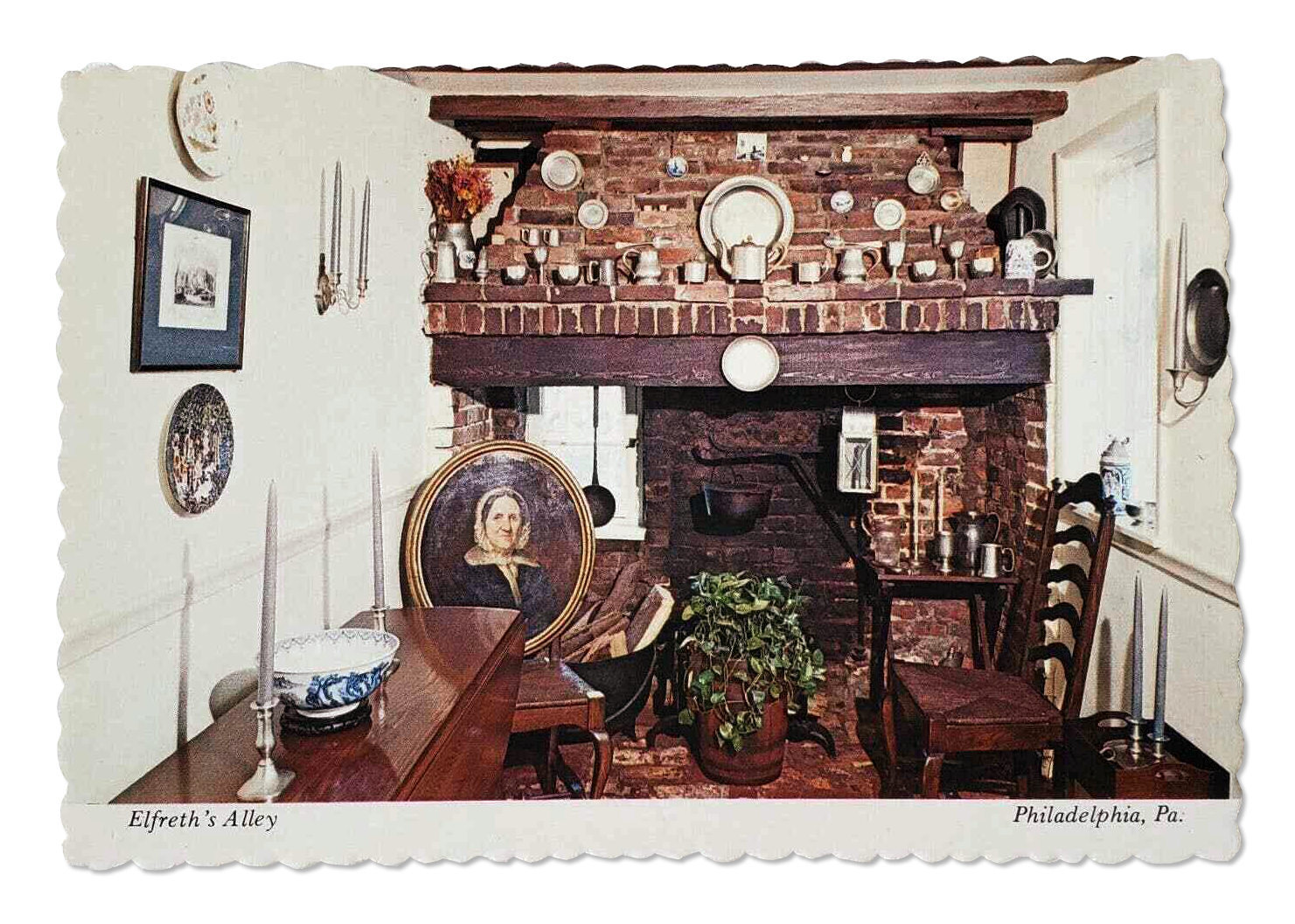 A Postcard of the Hearthroom at 122 Elfreth's Alley.
