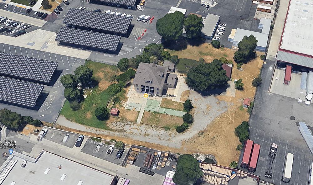 Aerial view of the John Rowland Mansion and surrounding plots.

Imagery ©2024 Google, Map data ©2024.